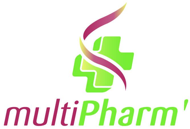 logo de Multipharm avec le nom de l entreprise, fournisseur de matériel médical dans les pays de la Loire, Nantes et Angers.